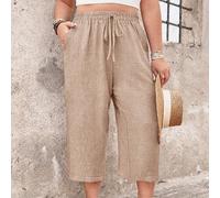 Pantaloni casual da donna taglie forti per tutti i giorni, pantaloni capri comodi e strutturati, primavera/estate vacanza in campagna 0XL,1XL,2XL,3XL,4XLColore unicoTessuto