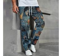 Pantaloni casual da uomo a gamba dritta e ampia, con decorazione a tema pittura di Van Gogh, adatti per l'autunno L,M,S,XL,XXLPaisley,Macchia di coloreTessuto