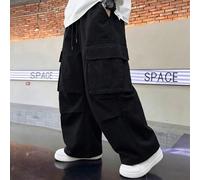 Pantaloni casual da uomo alla moda con tasche multiple, gamba dritta, design in vita elastico, versione leggera estiva, adatto come regalo per il fidanzato o il marito L,M,S,XL,XXLColore unicoTessuto 
