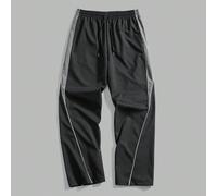 Pantaloni casual da uomo con colori a contrasto e patchwork, pantaloni della tuta con gamba dritta, design funzionale da strada per la primavera e l'autunno L,M,S,XL,XXLColore unicoTessuto intrecciato