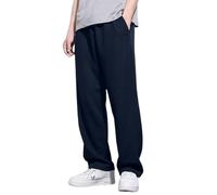 Pantaloni casual da uomo con tasche larghe con coulisse elastica a basso diritto, jogging, sport, corsa, esercizi di allenamento quotidiano, blu, XL