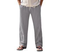 Pantaloni casual da uomo, in lino, con coulisse, vestibilità comoda, rilassata, traspiranti, leggeri, per l'uso quotidiano, per passeggiate all'aria aperta, per il tempo libero, per uomo extra lungo