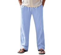 Pantaloni casual da uomo, in lino, con coulisse, vestibilità comoda, rilassata, traspiranti, leggeri, per l'uso quotidiano, per passeggiate all'aria aperta, per il tempo libero, per uomo extra lungo
