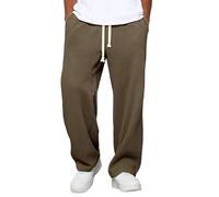 Pantaloni casual da uomo larghi a gamba dritta pantaloni della tuta per primavera e autunno morbido cavallo basso atletici joggers con vita alta elastica, Marrone, M