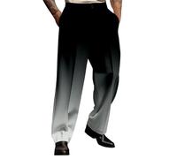 Pantaloni casual da uomo, larghi, lunghi, con chiusura a bottoni e design stampato, per l'uso quotidiano, in comodo tessuto non elasticizzato, perfetti con le sneakers per tutte le stagioni. (Grey, S)