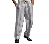 Pantaloni Casual da Uomo, Larghi, Lunghi, con Chiusura a Bottoni e Design Stampato, per l'uso Quotidiano, in Tessuto Comodo e Non Elasticizzato, Adatti a Tutte Le Stagioni. (Grey, L)