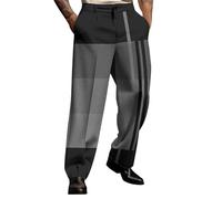 Pantaloni Casual da Uomo, Larghi, Lunghi, con Chiusura a Bottoni e Design Stampato, per l'uso Quotidiano, in Tessuto Comodo e Non Elasticizzato, Adatti a Tutte Le Stagioni. (Grey, S)