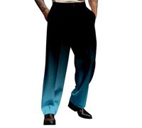 Pantaloni casual da uomo, larghi, lunghi, con chiusura a bottoni e design stampato, per l'uso quotidiano, in comodo tessuto non elasticizzato, perfetti con le sneakers per tutte le stagioni. (Navy, S)