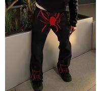 Pantaloni casual da uomo Manfinity Streetrush con vita con coulisse, design unico che combina lo stile Y2K e gli elementi della moda da strada, molto distintivo. La raffinata ricamo a ragno aggiunge p