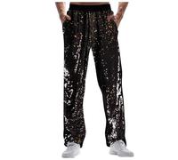Pantaloni casual da uomo per Carnevale speciale glitter con gamba larga, alla moda, per il commercio estero, comodi pantaloni, Nero , S
