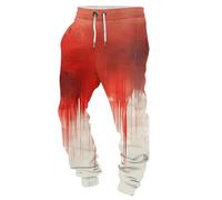 Pantaloni Casual da Uomo per la risoluzione dei Problemi Pantaloni Casual da Uomo per Halloween con Stampa insanguinata Pantaloni Casual da Uomo per Costume di Halloween Pantaloni Leggeri (Red, XL)