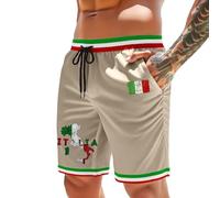 Pantaloni Casual da Uomo per l'uso Quotidiano, Versatili Eleganti, Perfetti per Il Relax e Le uscite, vestibilità Leggera e Comoda, Design con Stampa alla Moda per L'Estate. (Beige, L)