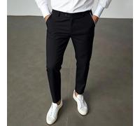 Pantaloni casual da uomo per ufficio, design con tasche, regalo perfetto per il tuo ragazzo o marito. Pantaloni da tailleur casual da uomo di colore unito con gamba affusolata, pantaloni formali neri 