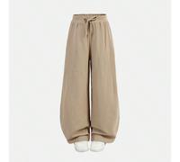 Pantaloni casual di base in 100% cotone con vita elastica, pantaloni a gamba larga, adatti per il ritorno a scuola, per ragazze pre-adolescenti 8Y,9Y,10Y,11Y,12YColore unicoPoliestere