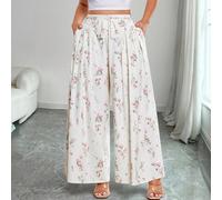 Pantaloni casual elasticizzati da donna, taglie comode, di moda e versatili, adatti per la primavera e l'estate, con cerniera nascosta sul lato 0XL,1XL,2XL,3XL,4XLStampa CasualeTessuto intrecciato