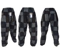 Pantaloni Casual In Cotone Stonewashed Da Uomo In Patchwork Elasticizzati Hippie