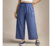 Pantaloni casual larghi a vita alta con stampa leopardata e floreale, adatti per l'estate, con lacci e tasche, taglia grande. Pantaloni casual larghi a righe con vita regolabile e orlo arricciato, tag