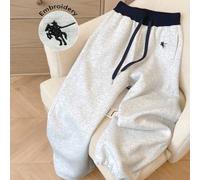 Pantaloni casual larghi da donna taglie forti con vita con coulisse, tasche e ricamo a tema cavaliere 0XL,1XL,2XL,3XL,4XL,5XLTessuto in maglia