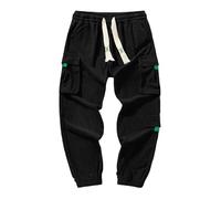 Pantaloni Casual Uomo Slim Fit Joggers in Velluto a Coste Affusolati Comodi alla Moda Versatili Outdoor da Lavoro Uso Quotidiano Pantaloni Utility Uomo(Black, XXL)