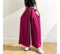 Pantaloni Chiffon Piegati Donna Culotte Ruffle Ampio Loose Con Cintura
