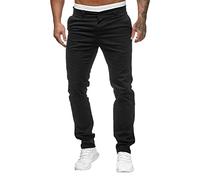Pantaloni chino da uomo, casual, elasticizzati, in cotone, aderenti, comodi, leggeri, da rugby, jogging, attività all'aperto, per campeggio, escursionismo, trekking e arrampicata, Nero , M