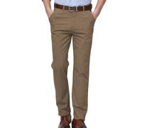 Pantaloni chino da uomo in cotone, vestibilità comoda, gamba dritta, casual, da lavoro, estivi, per ufficio, tempo libero, abbigliamento da lavoro elasticizzato, Caff, M