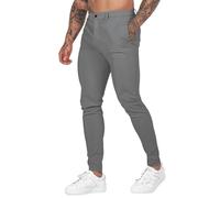 Pantaloni chino da uomo, pantaloni da lavoro da uomo, dritti, sottili, in tinta unita, leggeri, con tasca, comodi, eleganti, per il tempo libero, per il lavoro, Grigio scuro, XXL