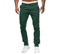 Pantaloni chino da uomo skinny slim fit eleganti elasticizzati con parte anteriore piatta gamba dritta jeans denim leggeri comfort pantaloni chino business, Verde, XL