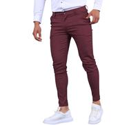 Pantaloni chino da uomo, vestibilità atletica, con parte anteriore piatta, in cotone elasticizzato, stile classico, essenziale, pantaloni aderenti, pantaloni affusolati, pantaloni da ufficio e lavoro,