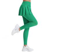 Pantaloni comodi da donna, estivi, sportivi, da tennis, a vita alta, per sollevare, yoga, gonna, esposizione, allenamento, badminton, gonna, leggins con tasca per cellulare, colore nero, verde, L