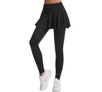 Pantaloni comodi da donna, estivi, sportivi, da tennis, a vita alta, per sollevare, yoga, gonna, esposizione, allenamento, badminton, gonna, leggins con tasca per cellulare, colore nero, Nero , M