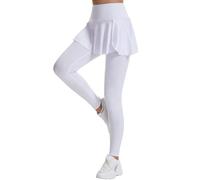 Pantaloni comodi da donna, estivi, sportivi, da tennis, a vita alta, per sollevare, yoga, gonna, esposizione, allenamento, badminton, gonna, leggins con tasca per cellulare, colore nero, bianco, M