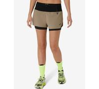 Pantaloni corti ASICS Fujitrail 2 in 1 beige nero puro donna - M