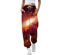 Pantaloni corti da donna con cintura con bottoni basic jogger tinta unita da donna in lino arioso comodo elastico in vita check traspirante scuro business, Rosso, M