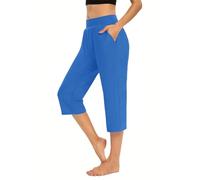 Pantaloni corti da donna in tinta unita, pantaloni corti da donna a gamba larga, leggeri e confortevoli, pantaloni da yoga minimalisti casual da notte alla moda versatili da yoga con tasche per le