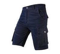 Pantaloni corti da lavoro, da uomo, elasticizzati, estivi, con tasche, bermuda cargo, da palestra, con molte tasche, tinta unita, per il tempo libero, Blu, 3XL