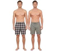 Pantaloni corti da notte da uomo (confezione da due pezzi), Nero/Grigio a quadri, XL