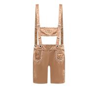 Pantaloni corti da uomo bavaresi in pelle, eleganti pantaloni in pelle con bretelle, costume da Oktoberfest, abbigliamento in finta pelle scamosciata, pantaloni bavaresi bavaresi, caffè, S