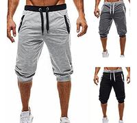 Pantaloni corti da uomo da uomo a 3/4 di lunghezza joggers con risvolto pantaloni della tuta a tre quarti pantaloncini traspiranti pantaloni da palestra pantaloni sportivi da allenamento all'aperto