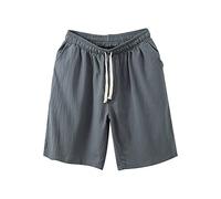 Pantaloni corti da uomo in cotone e lino, pantaloncini sportivi Funky, da uomo, estivi, taglie grandi, sportivi, da corsa, classici, da uomo, con tasche e coulisse, grigio., XXXXXXL