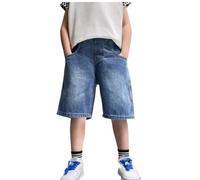 Pantaloni corti estivi per bambini, pantaloni corti e alla moda, per attività all'aria aperta, elasticizzati, per il tempo libero, estivi, per bambini e ragazzi, Blu, 4-5 Anni