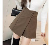 pantaloni corti gonna pantaloncini donna marrone invernali morbidi 35631