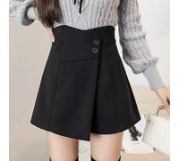 pantaloni corti gonna pantaloncini donna nero invernali morbidi 35631