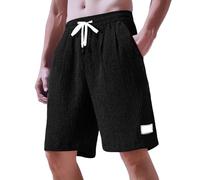 Pantaloni Corti In Lino Uomo Pantaloncini Cotone Comodo Eleganti Shorts Mare Estivi Casual Pantalone Corto In Vita Regular Fit Traspirante Bermuda Da Spiaggia Sportivi Jogging Con Coulisse E Tasche