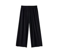 Pantaloni corti morbidi a gamba larga per ragazze Pantaloni elasticizzati larghi sottili per adolescenti e bambini tinta unita allentato casual dritto a vita alta pantaloni inferiori, Nero , 13-14
