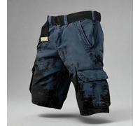 Pantaloni Corti Uomo - Pantaloni Cargo da Uomo Versatili Stile A Gamba Dritta Design Stampato alla Moda per Un Abbigliamento Casual Quotidiano Perfetti L'Estate Abbinamento Ideale con Le (Navy S)