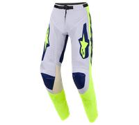 Pantaloni da motocross Alpinestars Racer Air Riway grigio chiaro-giallo fluo-blu 34