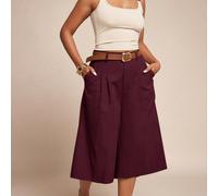 Pantaloni culotte a vita alta con pieghe e gamba ampia, dall'ufficio alla sera, dalla scrivania alla cena, business casual, abbigliamento da lavoro, ufficio chic, stile versatile, dal lavoro al weeken