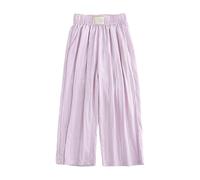 Pantaloni culotte da donna in lino, misto lino, ampia culotte, elastico in vita e gamba corta, stile semplice estivo avorio, per vacanze, viaggi, uso quotidiano, abbigliamento per la casa, facile da