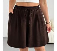 Pantaloni/Culottes/Gonne larghi con vita elastica, di colore marrone scuro, casual e comodi, adatti per l'uso quotidiano, disponibili in taglie comode per donne, pantaloncini corti estivi, pantaloni a